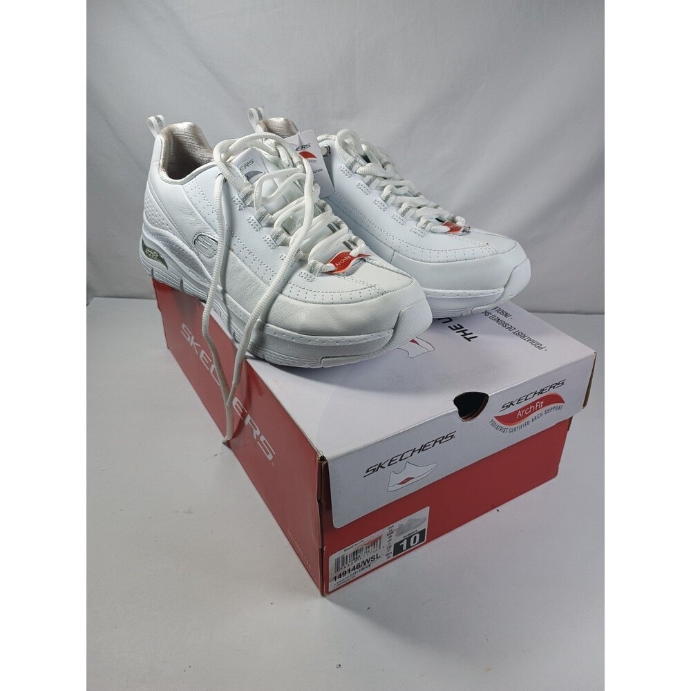 Skechers Arch Fit Citi Drive, White/Silver Women Size 10